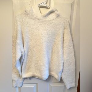 Philosophy hooded white fluffy sweater.